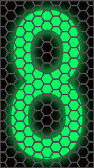 IPS Nixie clock dial face preview for Green Honeycomb.